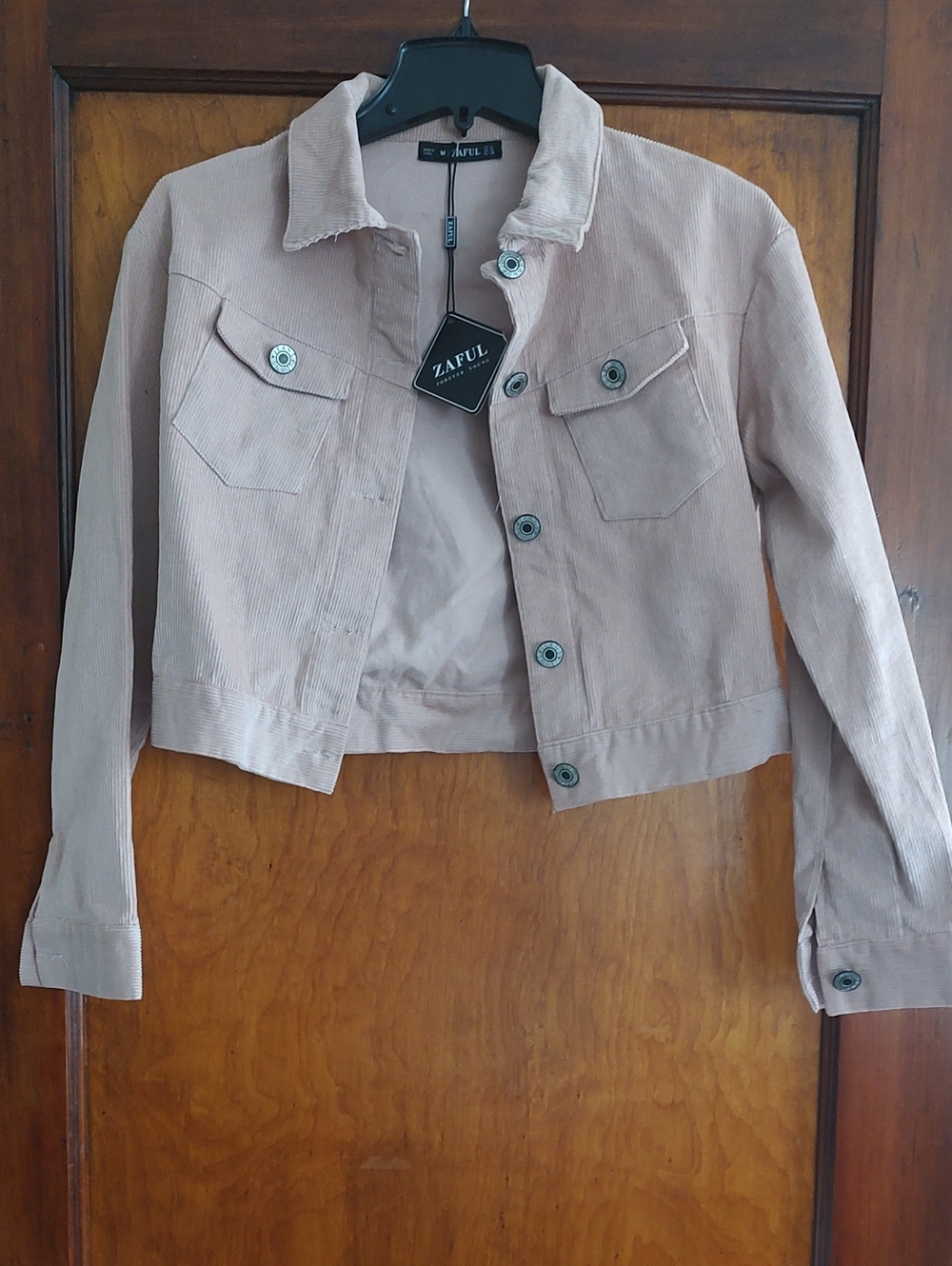 Zaful Cropped Corduroy Jacket in Taupe